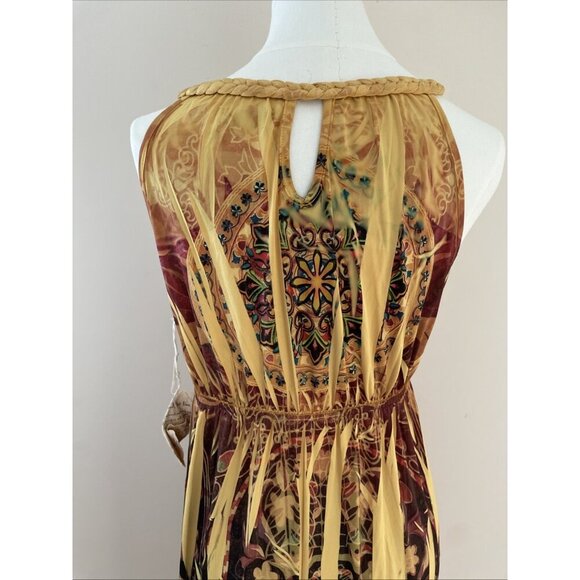 Vintage Y2K One World Baby Doll Dress Women's Large Yellow Abstract Fairy NWT - Picture 7 of 13